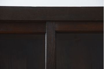 アンティーク家具　和製アンティーク　前面栗材!モールガラス入りの脚付きアンティーク重ね収納棚