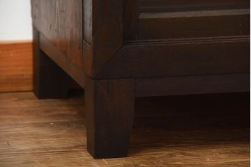 アンティーク家具　和製アンティーク　前面栗材!モールガラス入りの脚付きアンティーク重ね収納棚