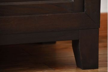 アンティーク家具　和製アンティーク　前面栗材!モールガラス入りの脚付きアンティーク重ね収納棚