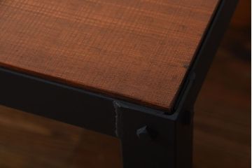 ラフジュ工房オリジナル　天板欅材一枚板の重厚な鉄脚ダイニングテーブル【大】(作業台)