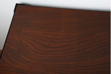 ラフジュ工房オリジナル　天板欅材一枚板の重厚な鉄脚ダイニングテーブル【小】(作業台)