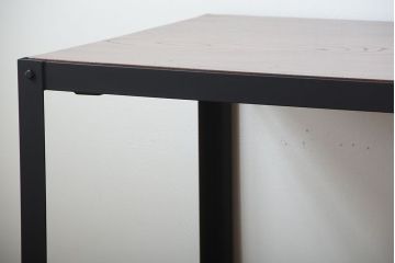 ラフジュ工房オリジナル　天板欅材一枚板の重厚な鉄脚ダイニングテーブル【小】(作業台)