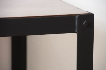 ラフジュ工房オリジナル　天板欅材一枚板の重厚な鉄脚ダイニングテーブル【小】(作業台)