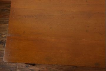 レトロ家具　昭和レトロ　作業台付き!古い木製の変わり型アンティーク片袖机(デスク)