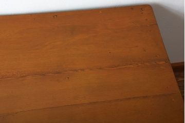 レトロ家具　昭和レトロ　作業台付き!古い木製の変わり型アンティーク片袖机(デスク)