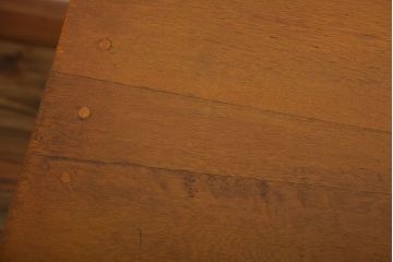 レトロ家具　昭和レトロ　作業台付き!古い木製の変わり型アンティーク片袖机(デスク)