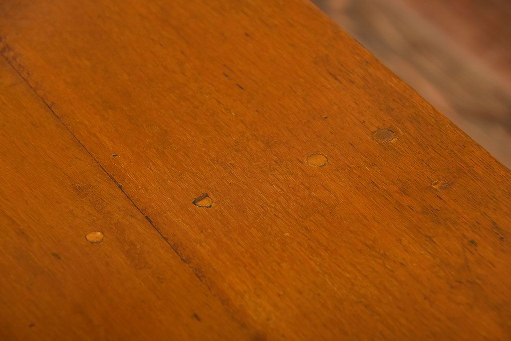 レトロ家具　昭和レトロ　作業台付き!古い木製の変わり型アンティーク片袖机(デスク)