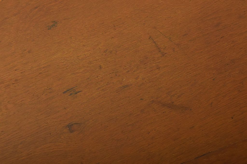 レトロ家具　昭和レトロ　作業台付き!古い木製の変わり型アンティーク片袖机(デスク)