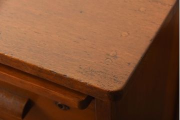 レトロ家具　昭和レトロ　作業台付き!古い木製の変わり型アンティーク片袖机(デスク)