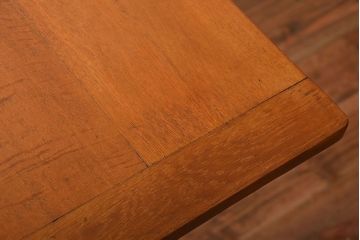 レトロ家具　昭和レトロ　作業台付き!古い木製の変わり型アンティーク片袖机(デスク)