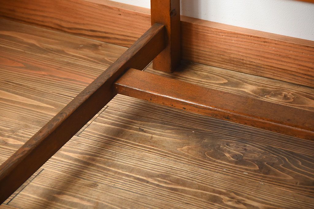 レトロ家具　昭和レトロ　作業台付き!古い木製の変わり型アンティーク片袖机(デスク)