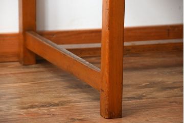 レトロ家具　昭和レトロ　作業台付き!古い木製の変わり型アンティーク片袖机(デスク)