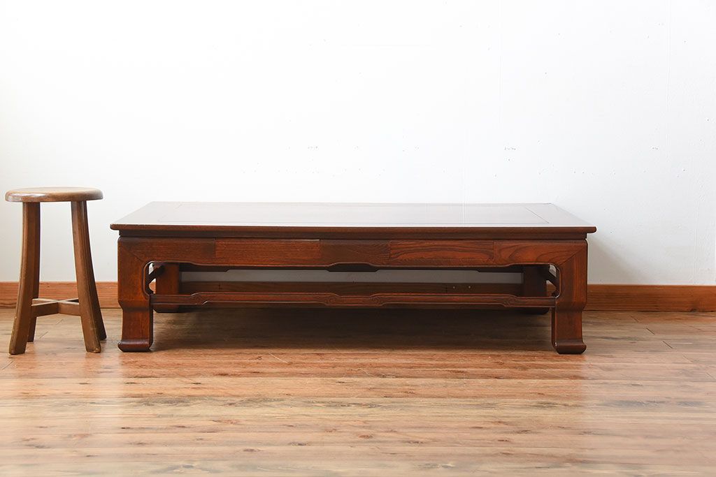 アンティーク家具　古民具・骨董　総欅材!天板の杢目が素晴らしいアンティーク最高級座卓