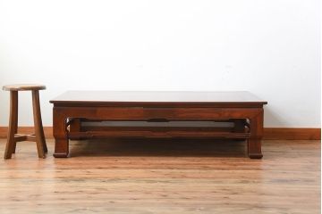 アンティーク家具　古民具・骨董　総欅材!天板の杢目が素晴らしいアンティーク最高級座卓