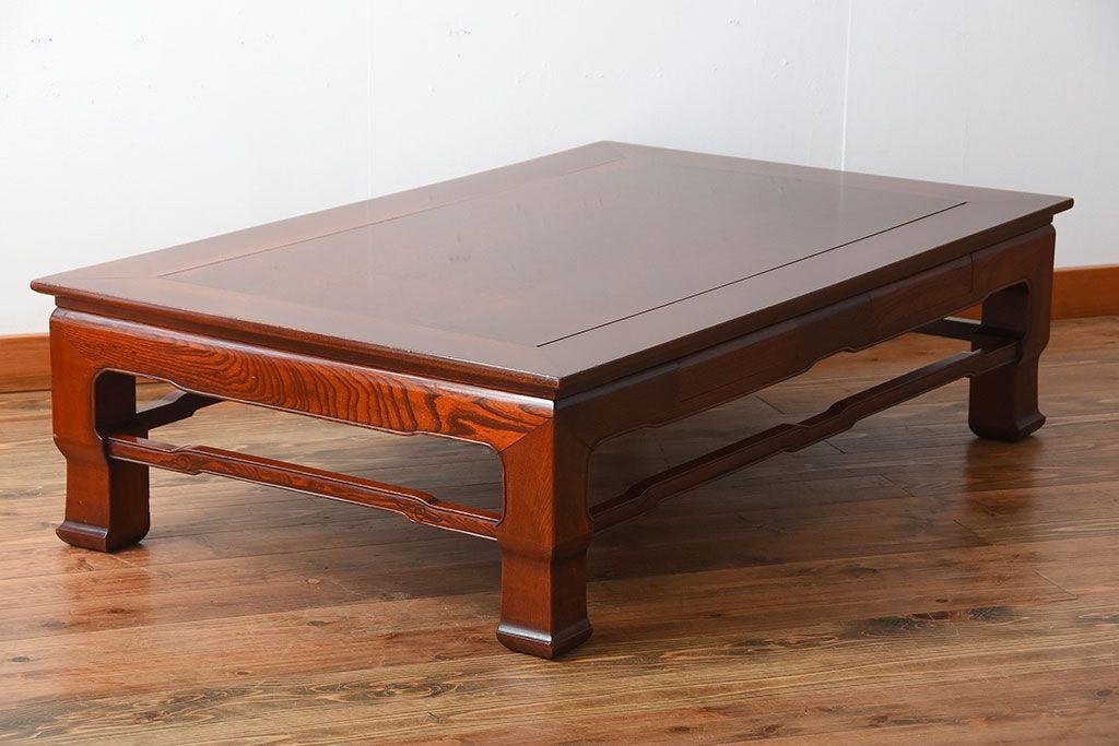 アンティーク家具　古民具・骨董　総欅材!天板の杢目が素晴らしいアンティーク最高級座卓