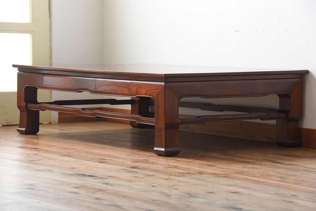 アンティーク家具　古民具・骨董　総欅材!天板の杢目が素晴らしいアンティーク最高級座卓