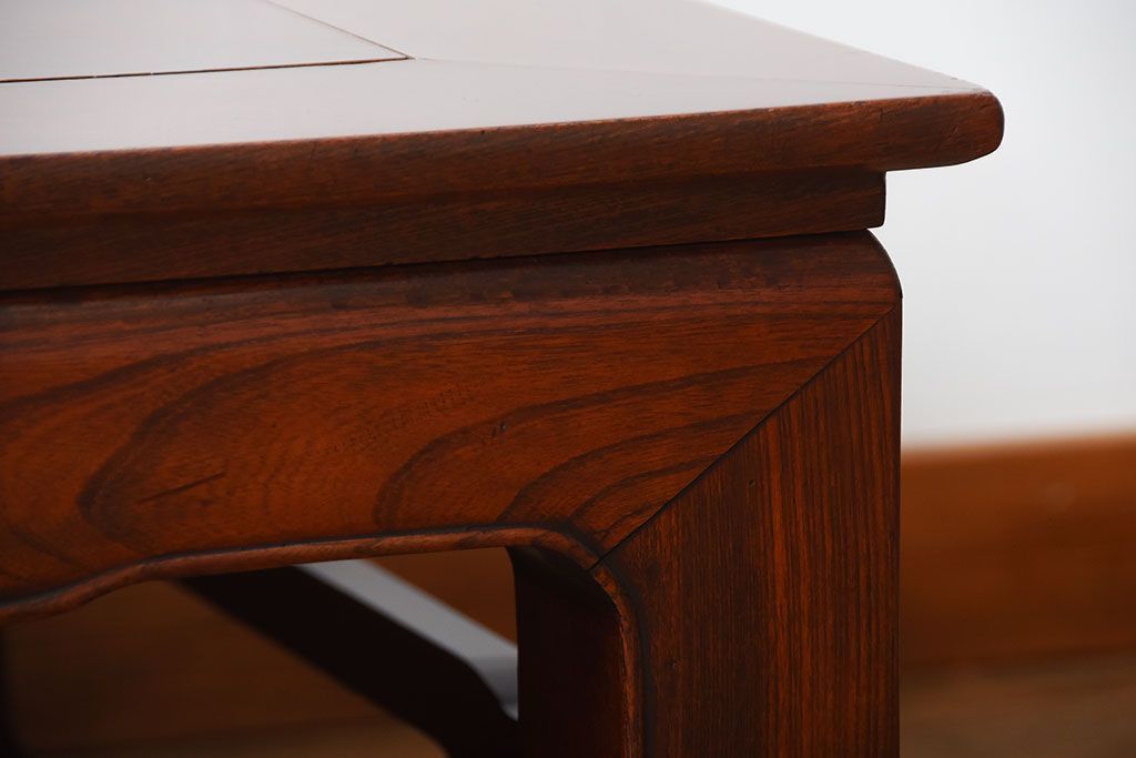 アンティーク家具　古民具・骨董　総欅材!天板の杢目が素晴らしいアンティーク最高級座卓