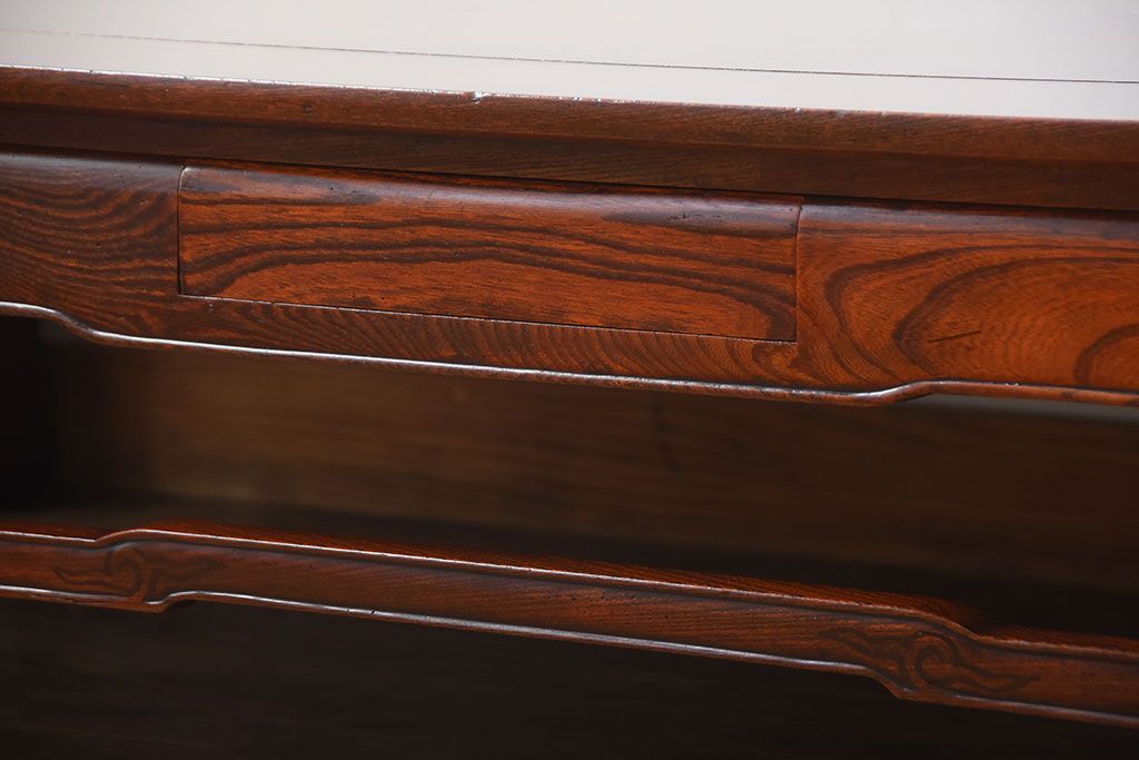 アンティーク家具　古民具・骨董　総欅材!天板の杢目が素晴らしいアンティーク最高級座卓