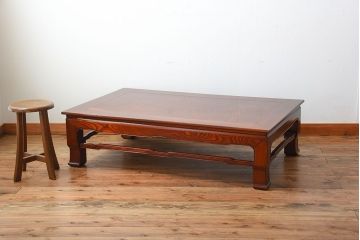 アンティーク家具　古民具・骨董　総欅材!天板の杢目が素晴らしいアンティーク最高級座卓