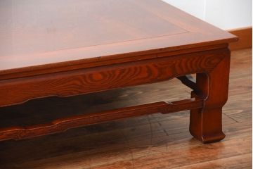 アンティーク家具　古民具・骨董　総欅材!天板の杢目が素晴らしいアンティーク最高級座卓