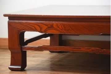 アンティーク家具　古民具・骨董　総欅材!天板の杢目が素晴らしいアンティーク最高級座卓