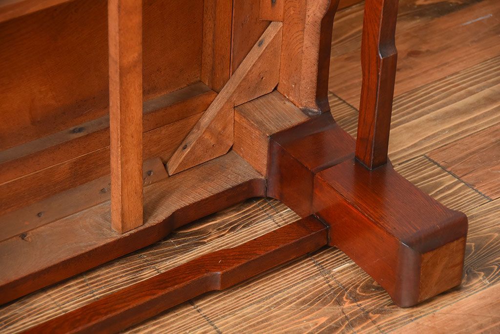 アンティーク家具　古民具・骨董　総欅材!天板の杢目が素晴らしいアンティーク最高級座卓