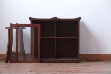 アンティーク家具　古民具・骨董　古い栓材の小ぶりな高級アンティーク収納棚(2)