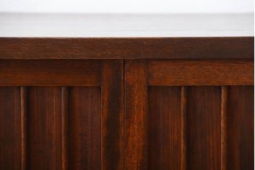 アンティーク家具　和製アンティーク　古い木の縦桟4枚引き戸ローボード