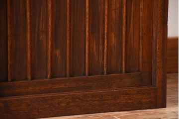 アンティーク家具　和製アンティーク　古い木の縦桟4枚引き戸ローボード