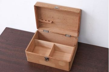 アンティーク雑貨　昭和レトロ　ナラ材の小さなアンティーク木箱