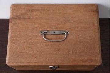 アンティーク雑貨　昭和レトロ　ナラ材の小さなアンティーク木箱