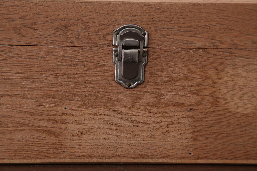 アンティーク雑貨　昭和レトロ　ナラ材の小さなアンティーク木箱