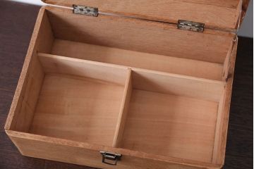 アンティーク雑貨　昭和レトロ　ナラ材の小さなアンティーク木箱