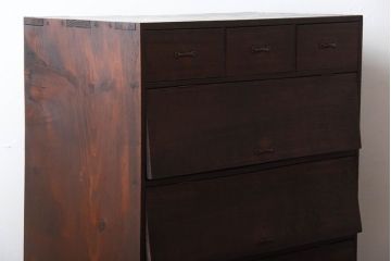 レトロ家具　和製アンティーク　引き出し付き!レトロな古い木製のパタパタ収納棚(下駄箱)