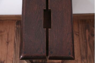 アンティーク家具　和製アンティーク　古いナラ材の引き出し付きスツール