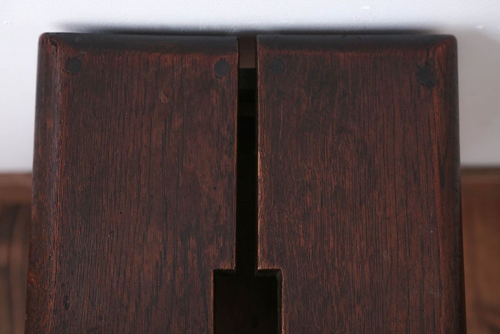 アンティーク家具　和製アンティーク　古いナラ材の引き出し付きスツール