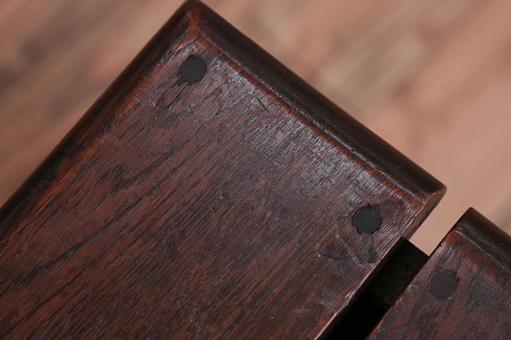 アンティーク家具　和製アンティーク　古いナラ材の引き出し付きスツール