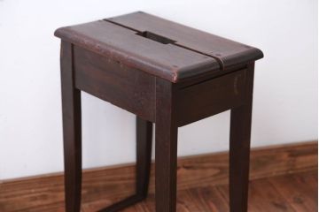 アンティーク家具　和製アンティーク　古いナラ材の引き出し付きスツール