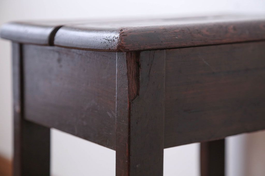 アンティーク家具　和製アンティーク　古いナラ材の引き出し付きスツール