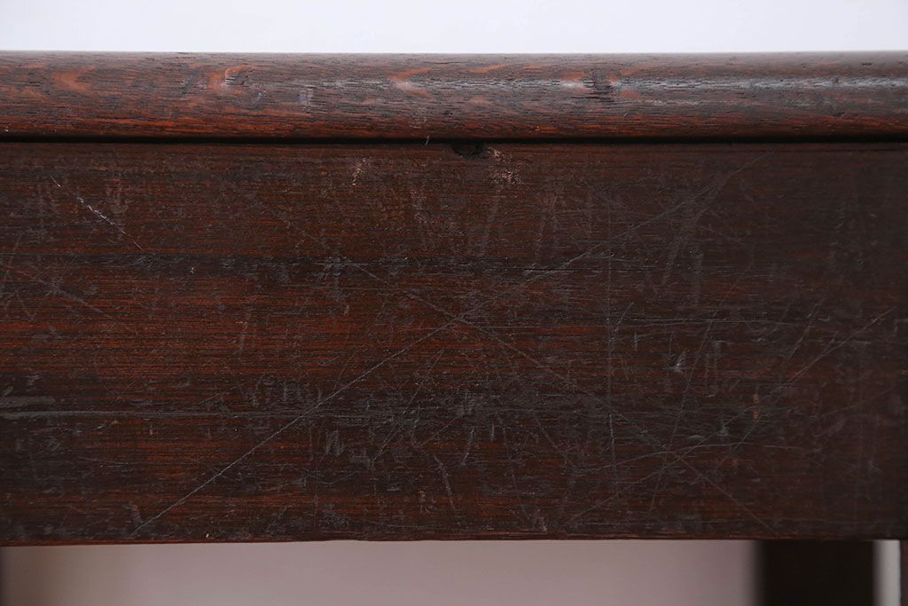 アンティーク家具　和製アンティーク　古いナラ材の引き出し付きスツール