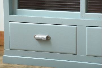 アンティーク家具　アンティーク　モールガラス入り!背のたかいペイント収納棚