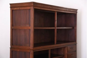 アンティーク家具　大正ロマン　とても大きな古い木製のオープンラック重ね飾り棚