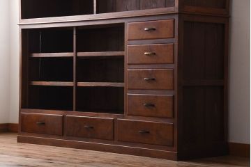 アンティーク家具　大正ロマン　とても大きな古い木製のオープンラック重ね飾り棚