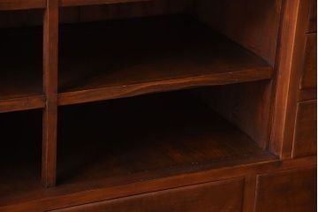 アンティーク家具　大正ロマン　とても大きな古い木製のオープンラック重ね飾り棚