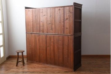 アンティーク家具　大正ロマン　とても大きな古い木製のオープンラック重ね飾り棚