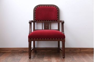 アンティーク家具　大正ロマン　高級品!古いナラ材の希少なアームチェア(1)