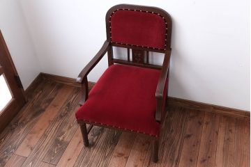 アンティーク家具　大正ロマン　高級品!古いナラ材の希少なアームチェア(1)