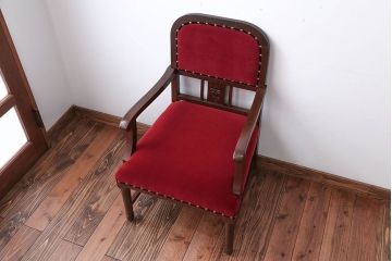 アンティーク家具　 大正ロマン　高級品!古いナラ材の希少なアームチェア(2)