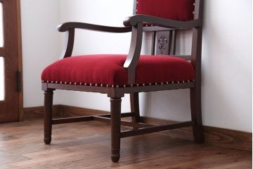 アンティーク家具　 大正ロマン　高級品!古いナラ材の希少なアームチェア(2)