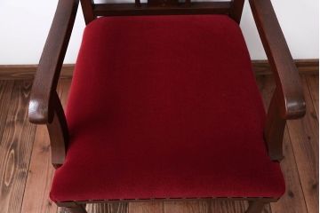 アンティーク家具　 大正ロマン　高級品!古いナラ材の希少なアームチェア(2)